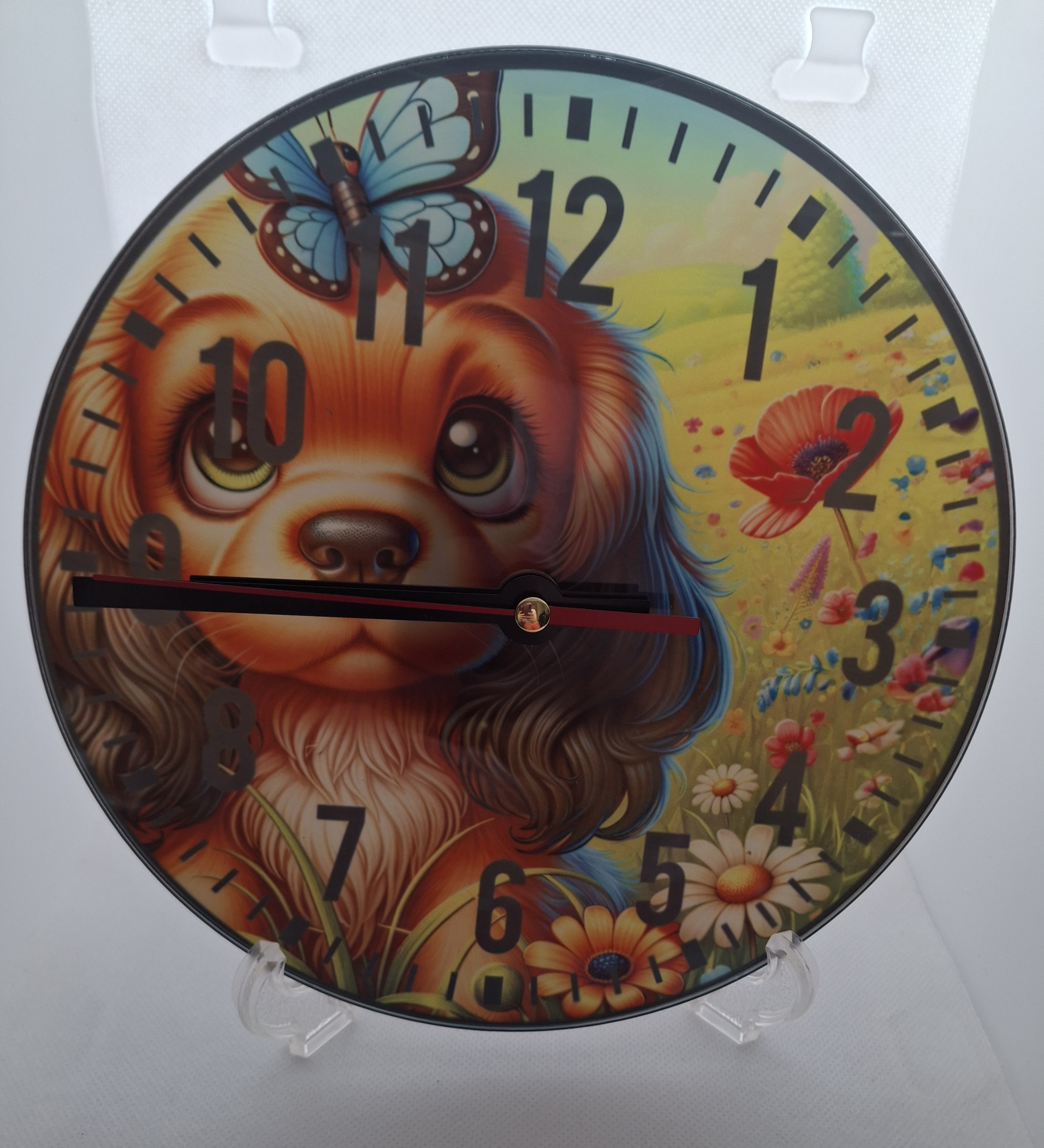 Spaniel and Butterfly Wall Clock