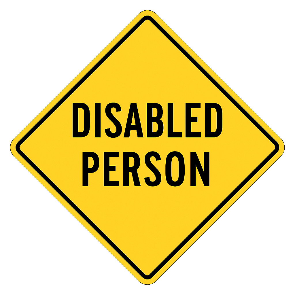 Disabled Person Warning Sign