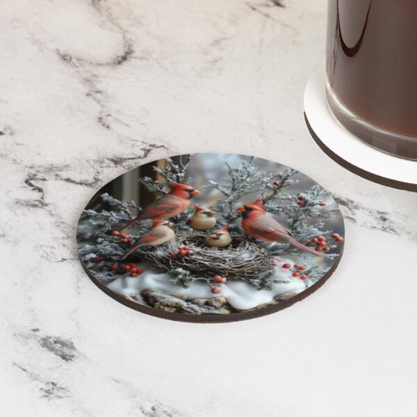 Cardinal Family Decorative cork backed set of 4 Coasters