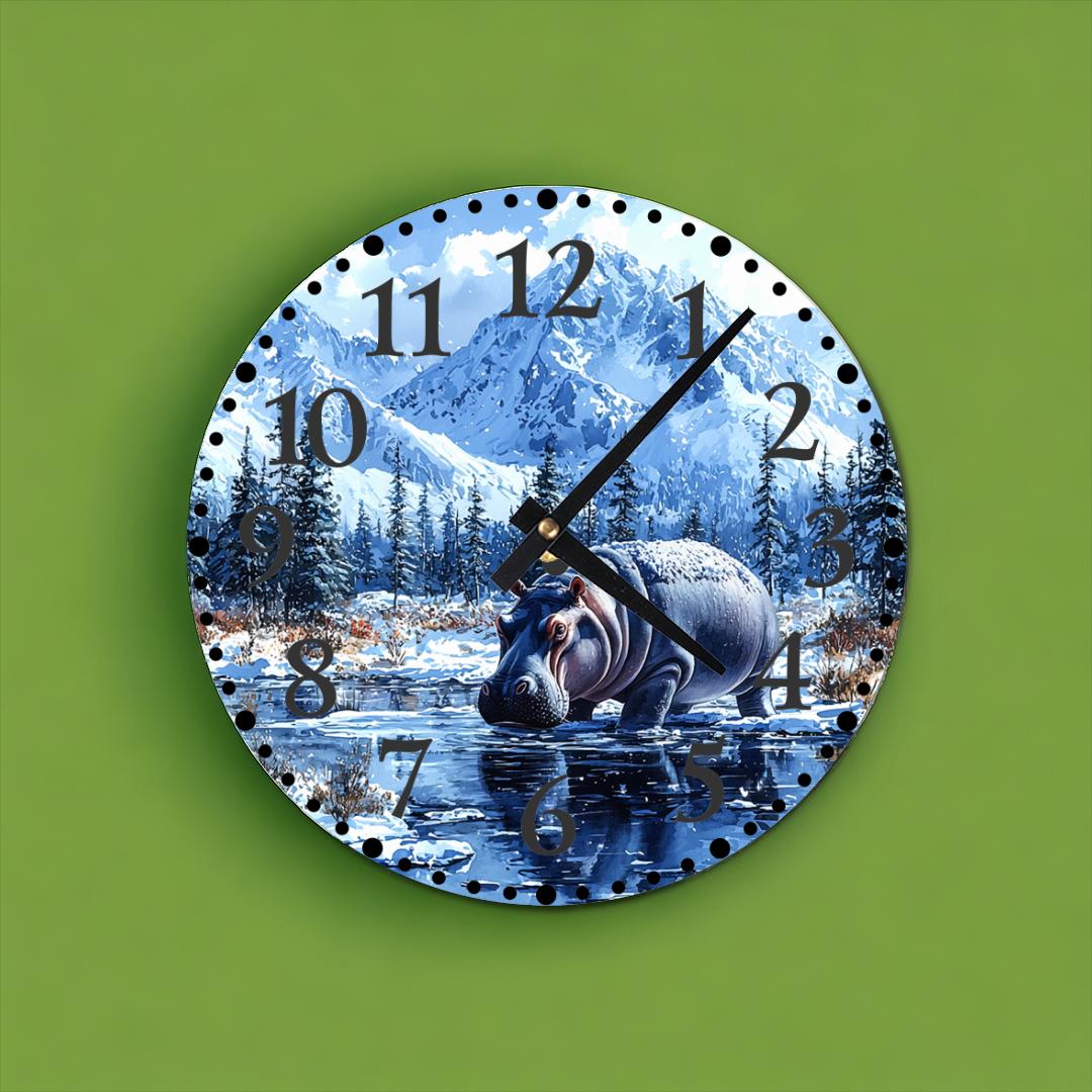 Hippo Winter Wall Clock