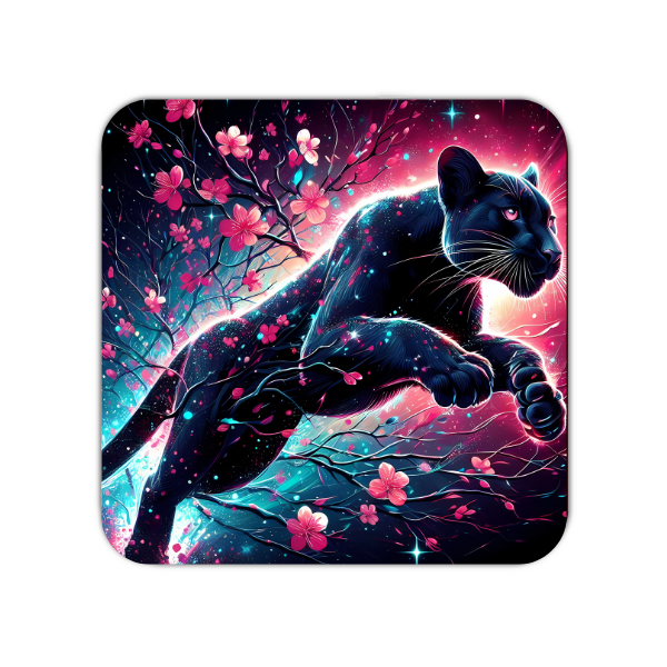 Set of 4 Panther Art Cork Based Coaster