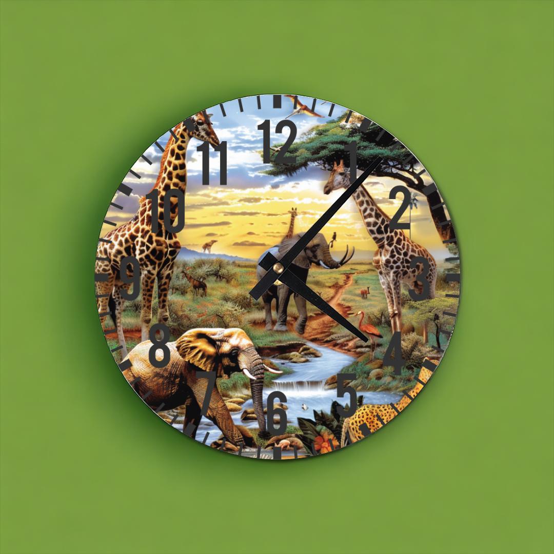 Safari Wildlife Wall Clock