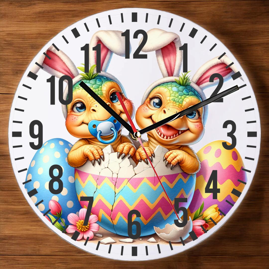Easter Dinosaur Wall Clock