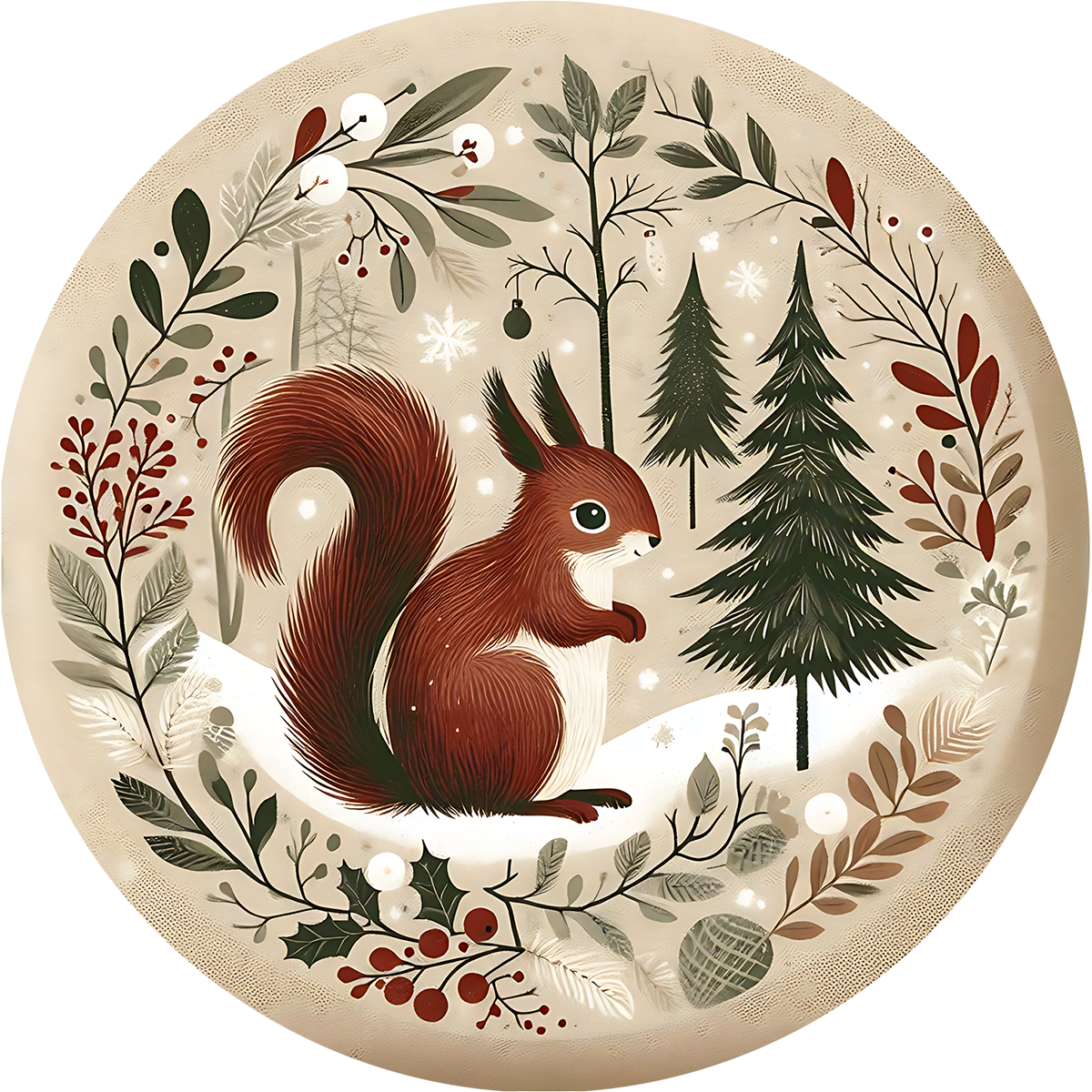Squirrel-themed decorative coasters set of 4