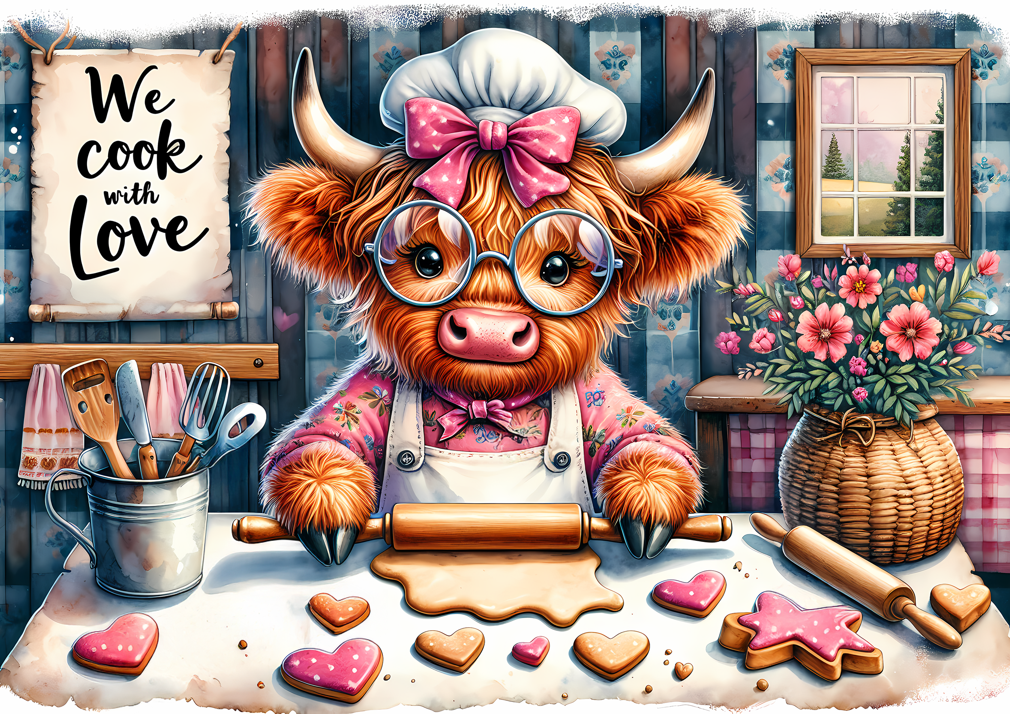 Decorative Baking-Themed Cutting Board