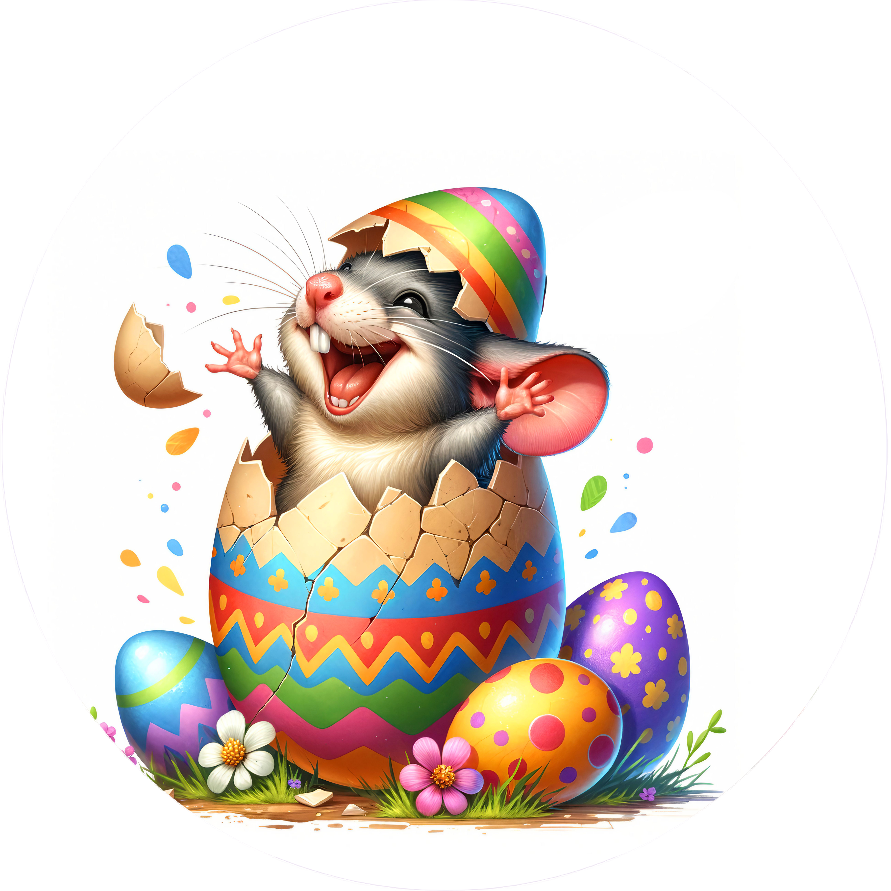 Easter Egg Mouse Wall Clock