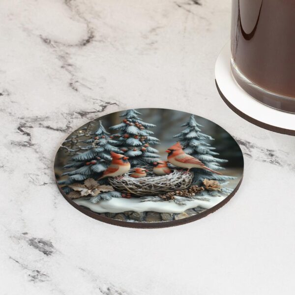 Cardinal Family Decorative cork backed set of 4 Coasters