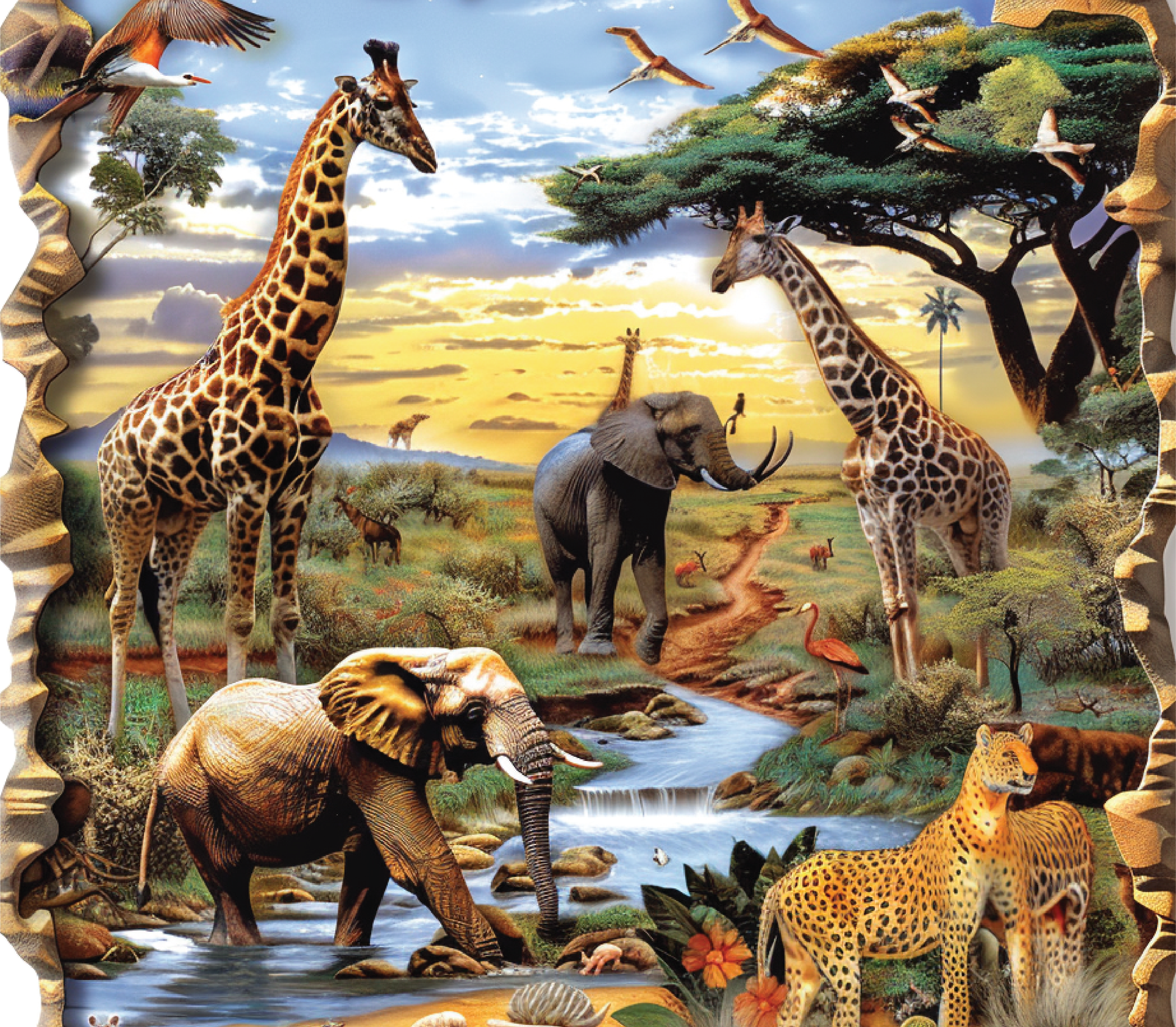 Safari Wildlife Wall Clock