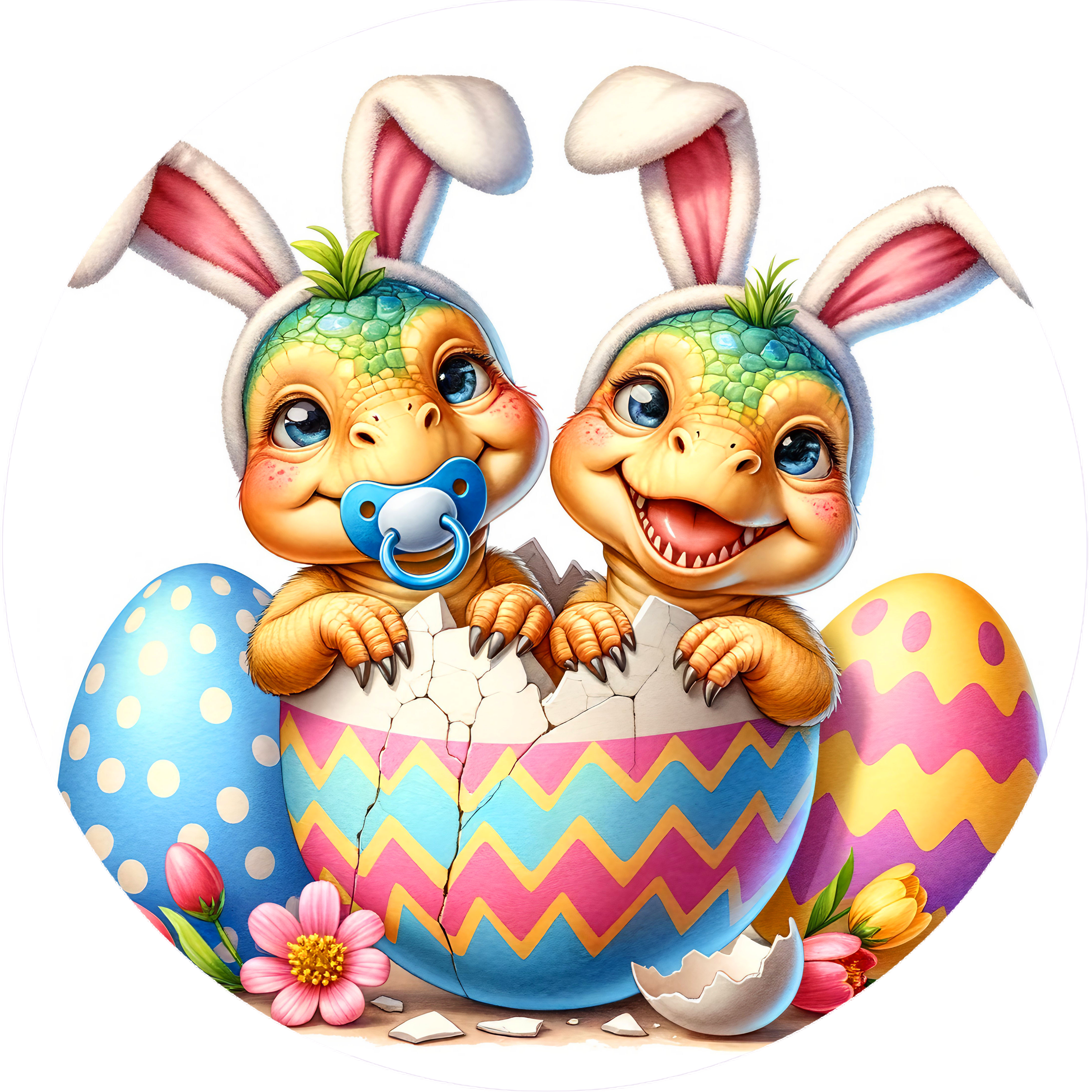 Easter Dinosaur Wall Clock