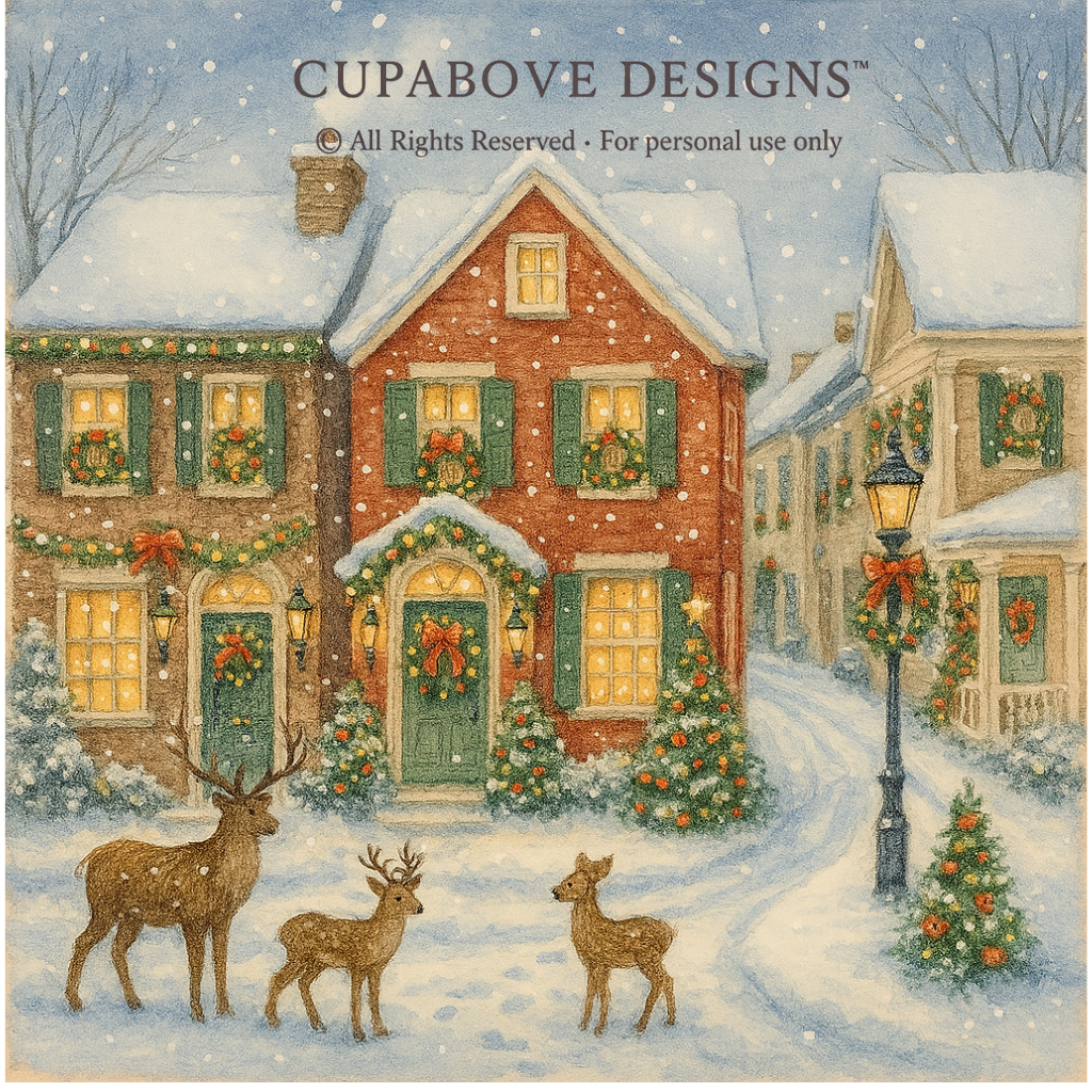 Festive Winter Village Art Print