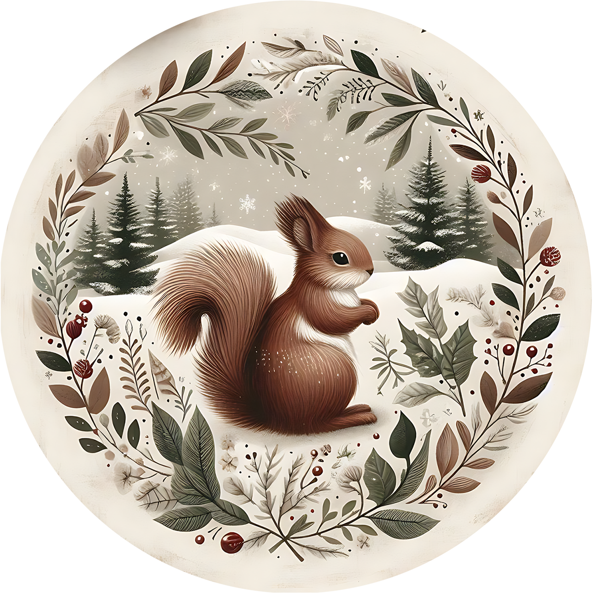 Squirrel-themed decorative coasters set of 4