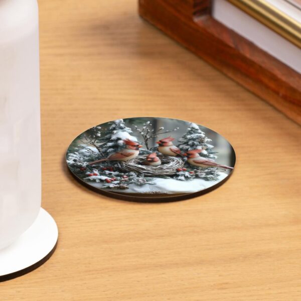 Cardinal Family Decorative cork backed set of 4 Coasters