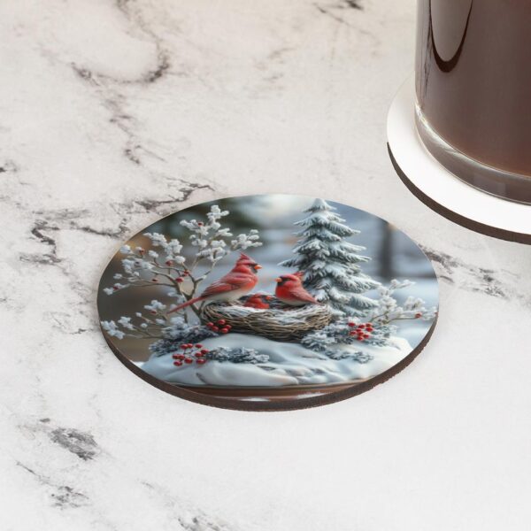 Cardinal Family Decorative cork backed set of 4 Coasters