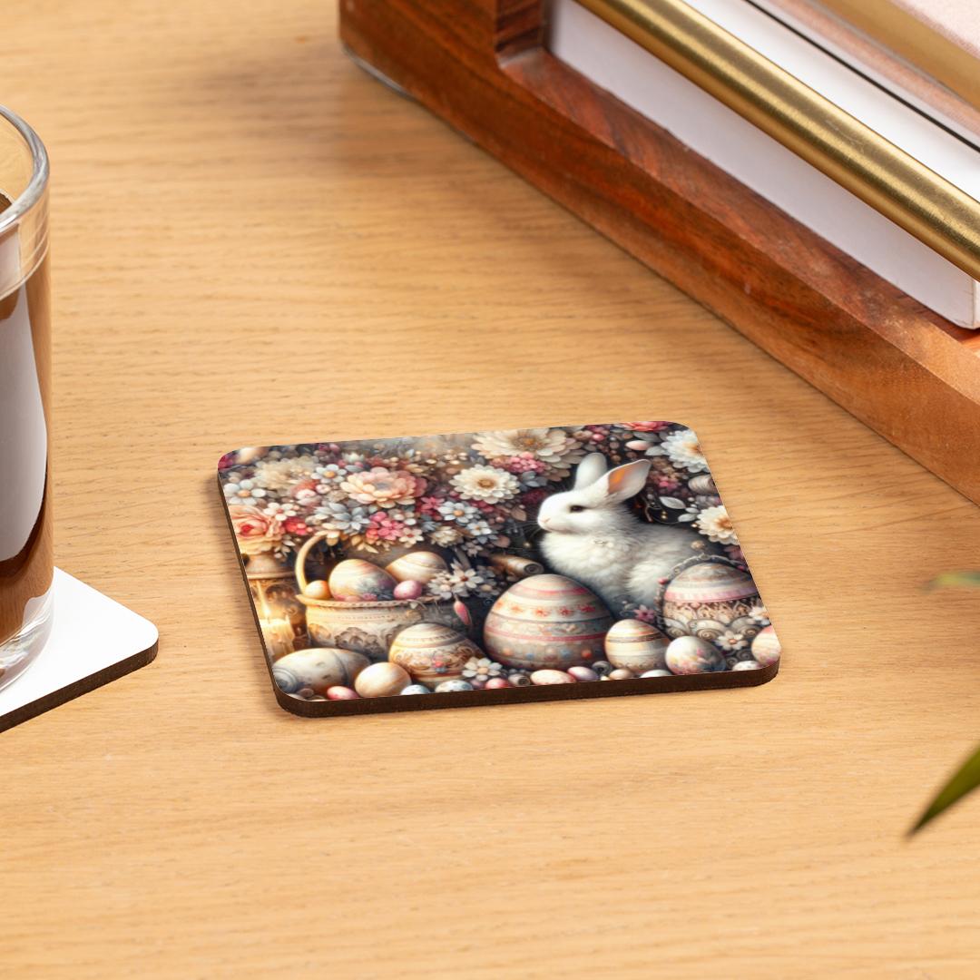 Easter-themed set of 4 square cork backed coasters