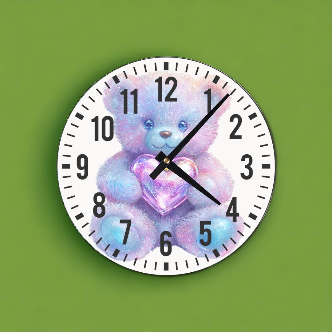 Cute Bear Heart Wall Clock Face