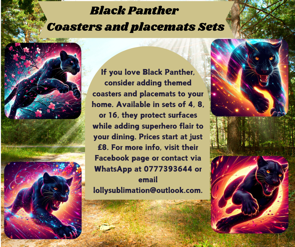 Set of 4 Panther Art Cork Based Coaster