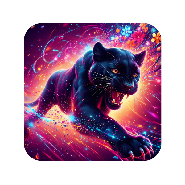 Set of 4 Panther Art Cork Based Coaster