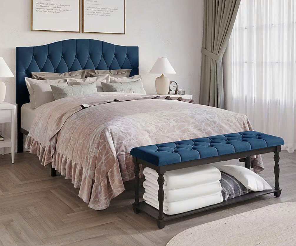Queen bed with bench