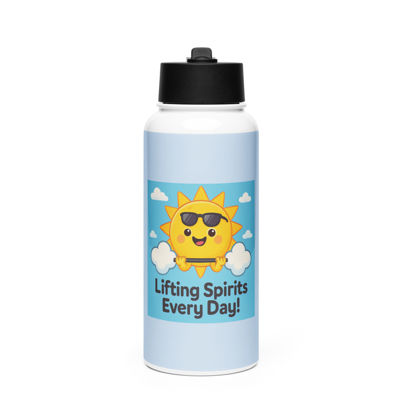 Stainless Steel Water Bottle with Straw Lid - Lifting Spirits Design