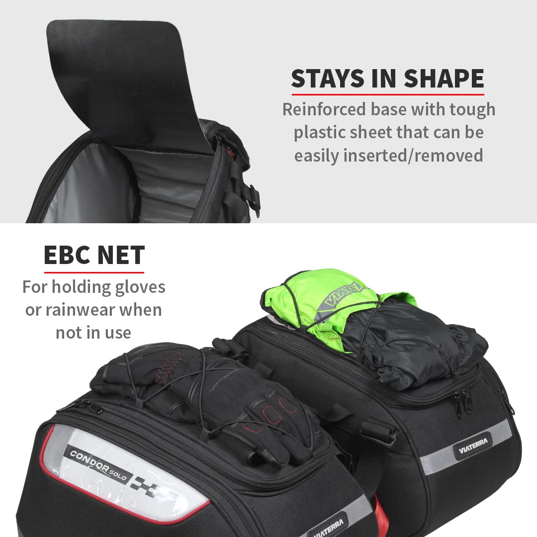 ViaTerra Fabric Condor Solo Waterproof Motorcycle Saddle Bag - Ultimate Bike Riding Accessories & Luggage Solution With Durable Bike Side Bags