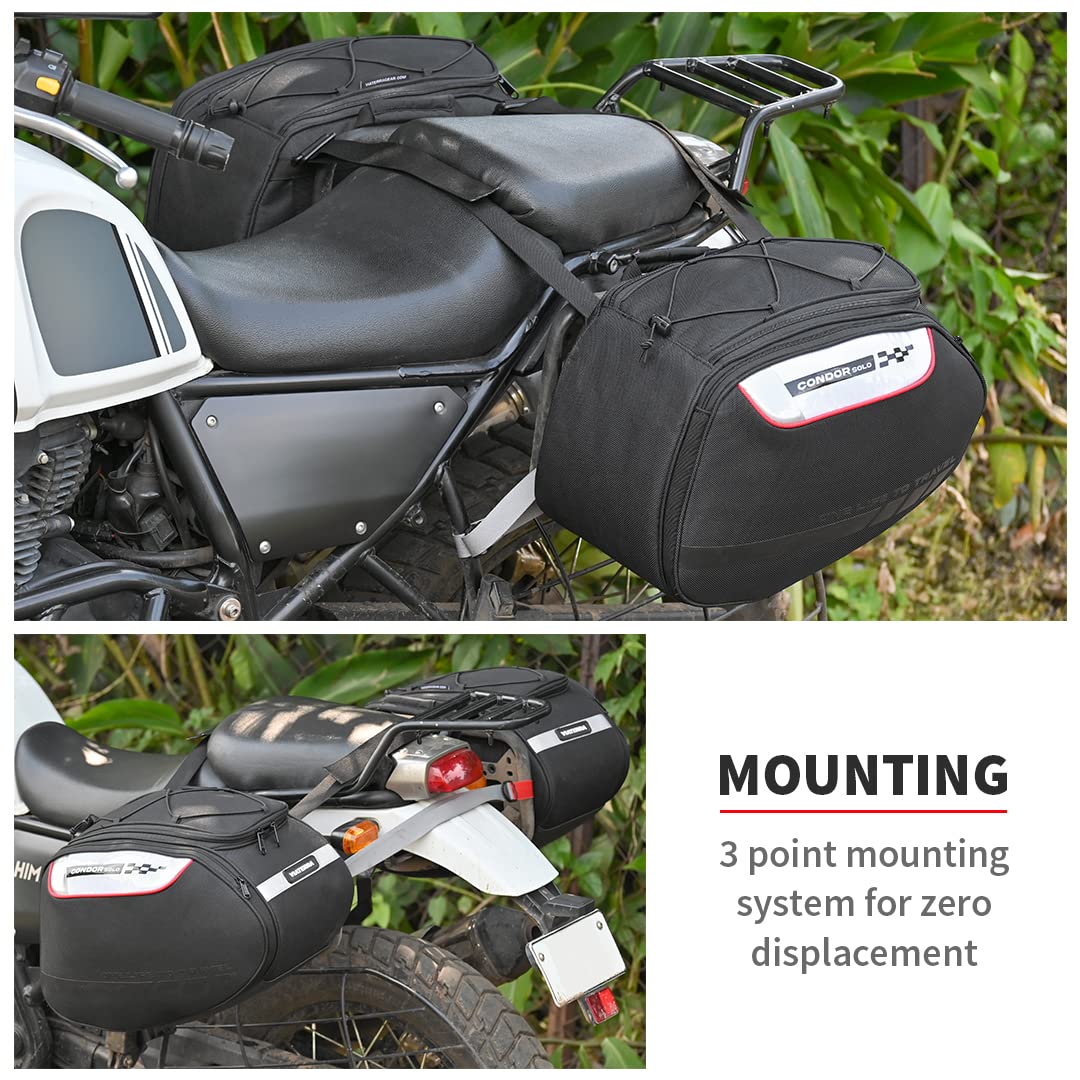 ViaTerra Fabric Condor Solo Waterproof Motorcycle Saddle Bag - Ultimate Bike Riding Accessories & Luggage Solution With Durable Bike Side Bags
