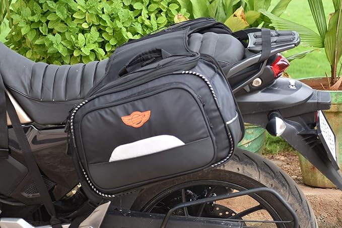 GUARDIANGEARS Mustang 50Ltrs Saddlebags with Waterproof Rain Cover for All Motorcycles with a Straight Exhaust. from 100CC to 1000CC