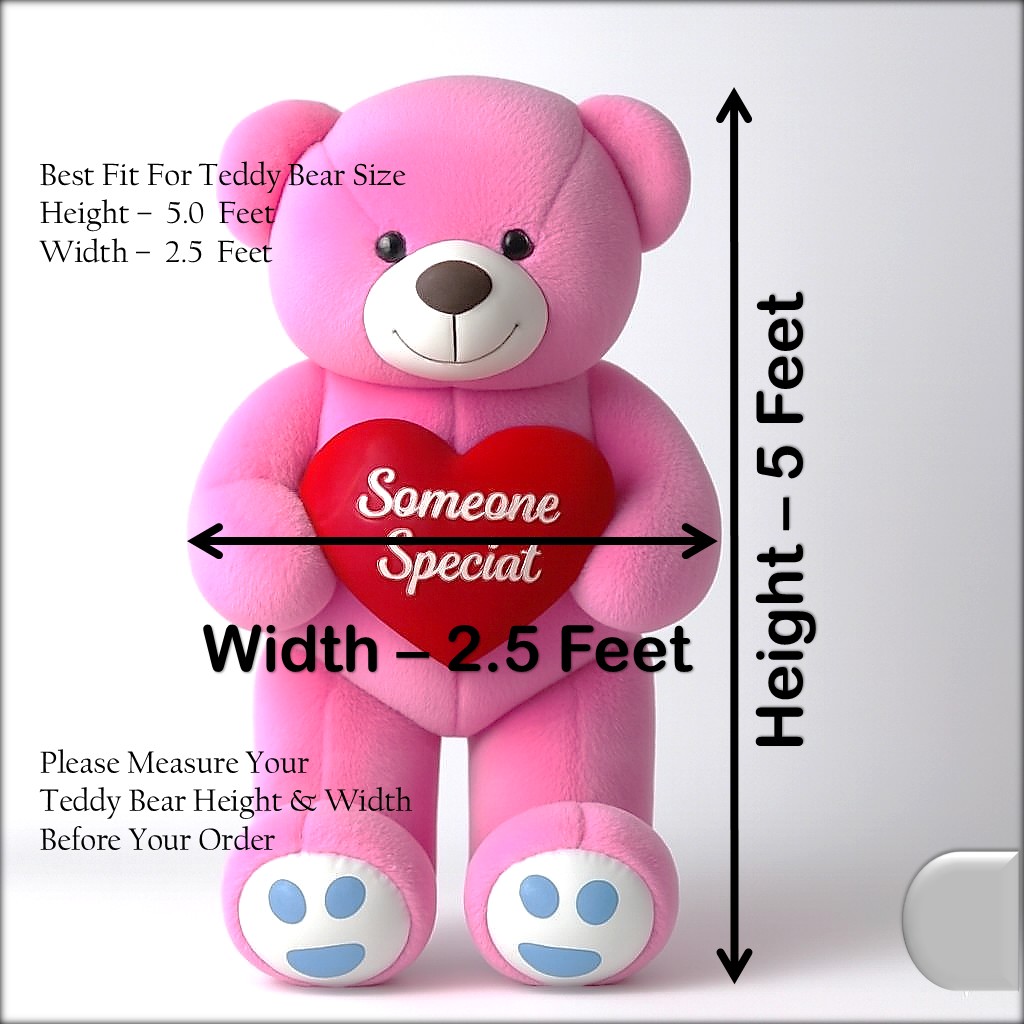 YOONICK Cover For 5 Feet Teddy Bear PVC Plastic Transparent | Dustproof | Waterproof | Black Zipper | Stainless Steel Runner (Best Fit For Teddy Bear Size : Height-5 Feet x Width-2.5 Feet)