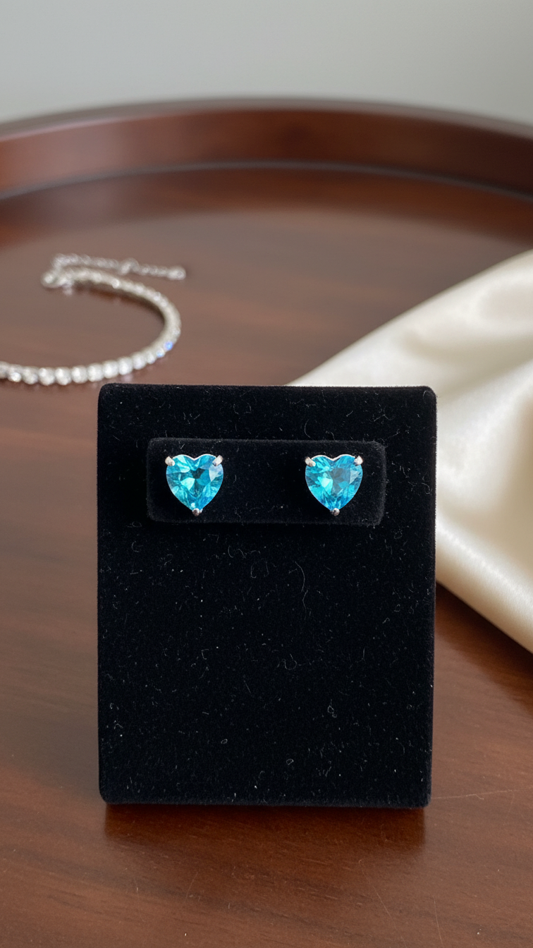 Brincos de coração azul