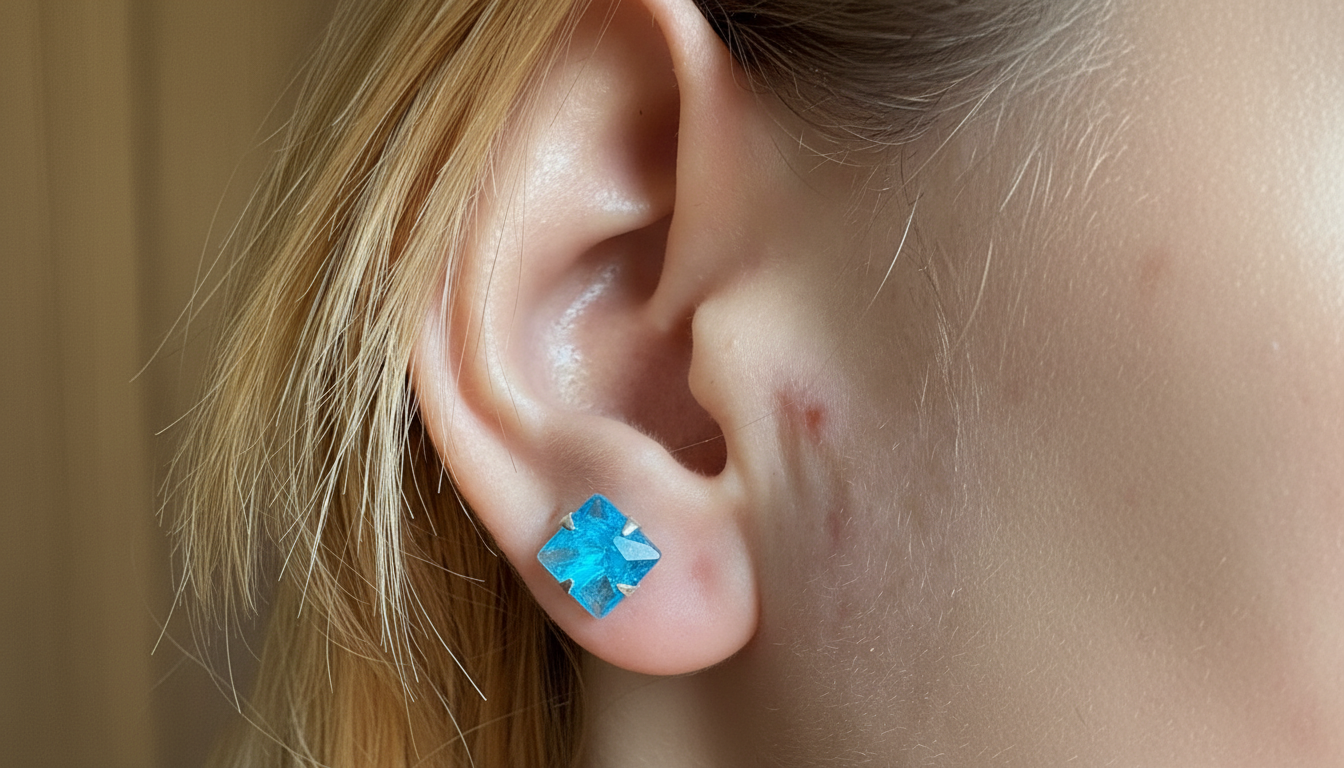 Brinco de pedra azul