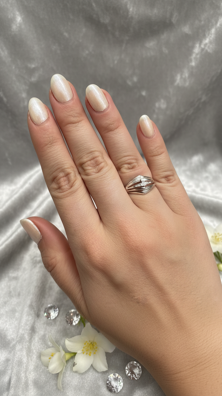 Anel de prata delicado com design moderno