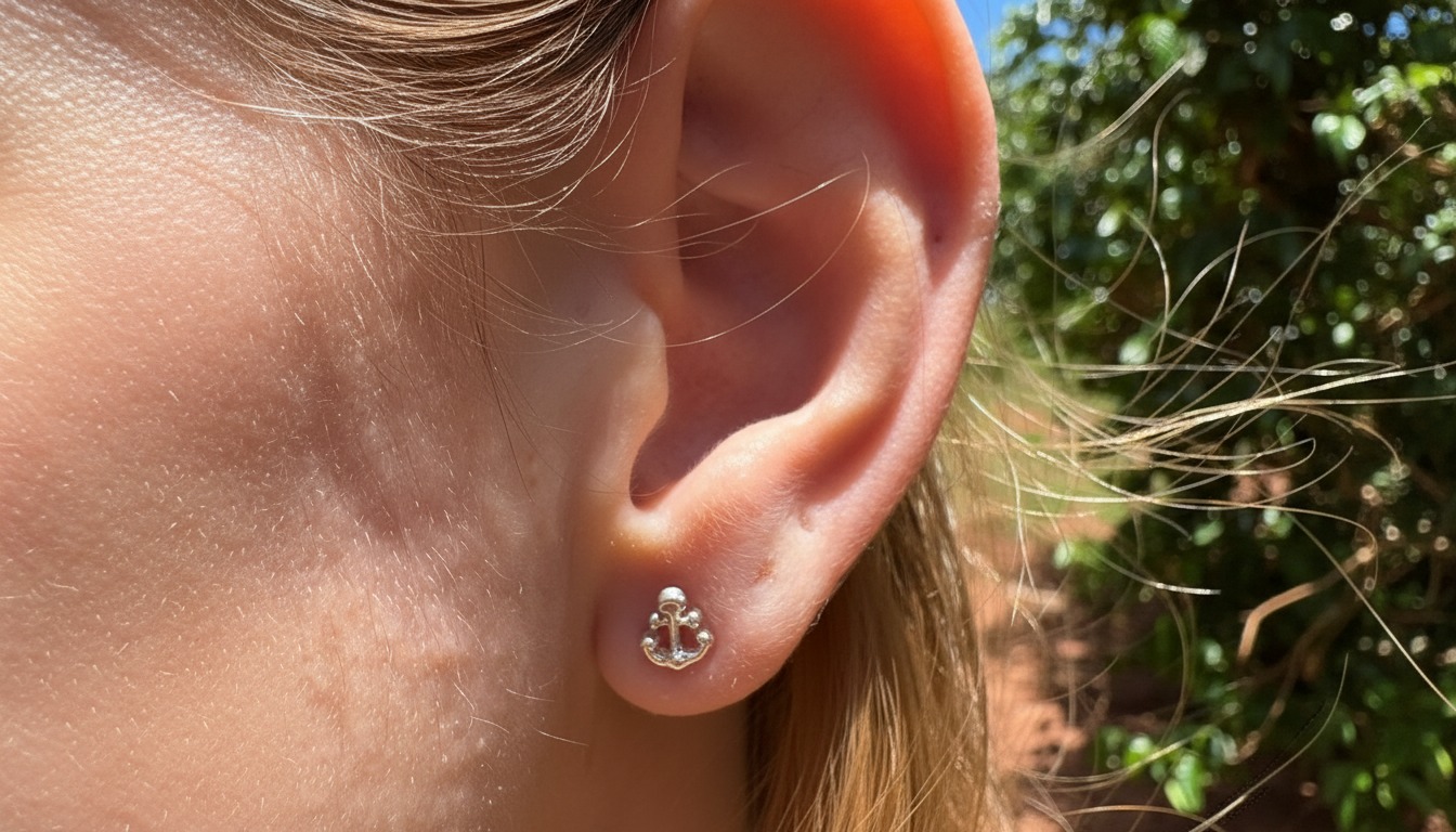 Brinco de âncora em prata