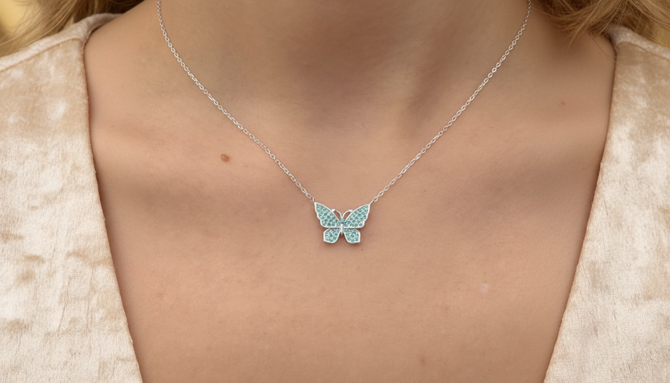 Colar Borboleta Turquesa