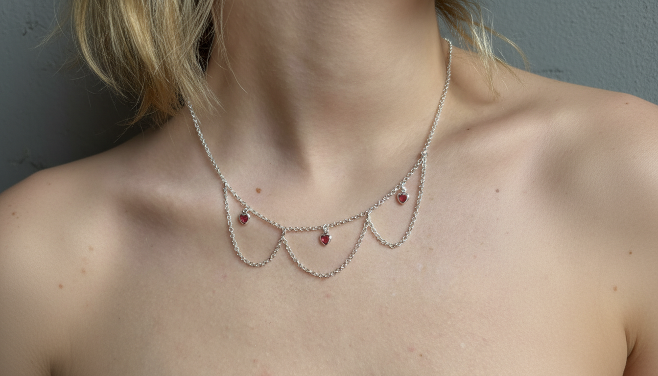 Chocker indiano com pedras rosas