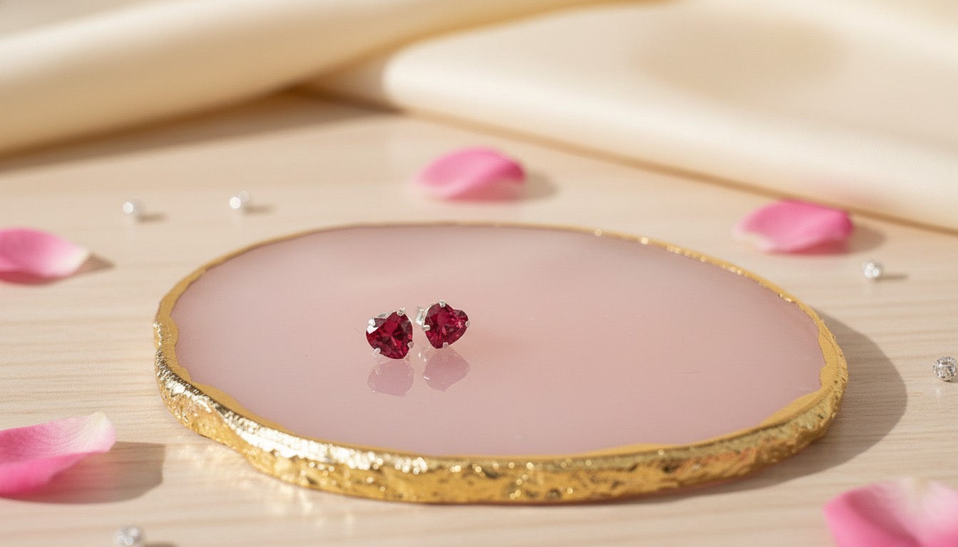 Brincos de coração rosa