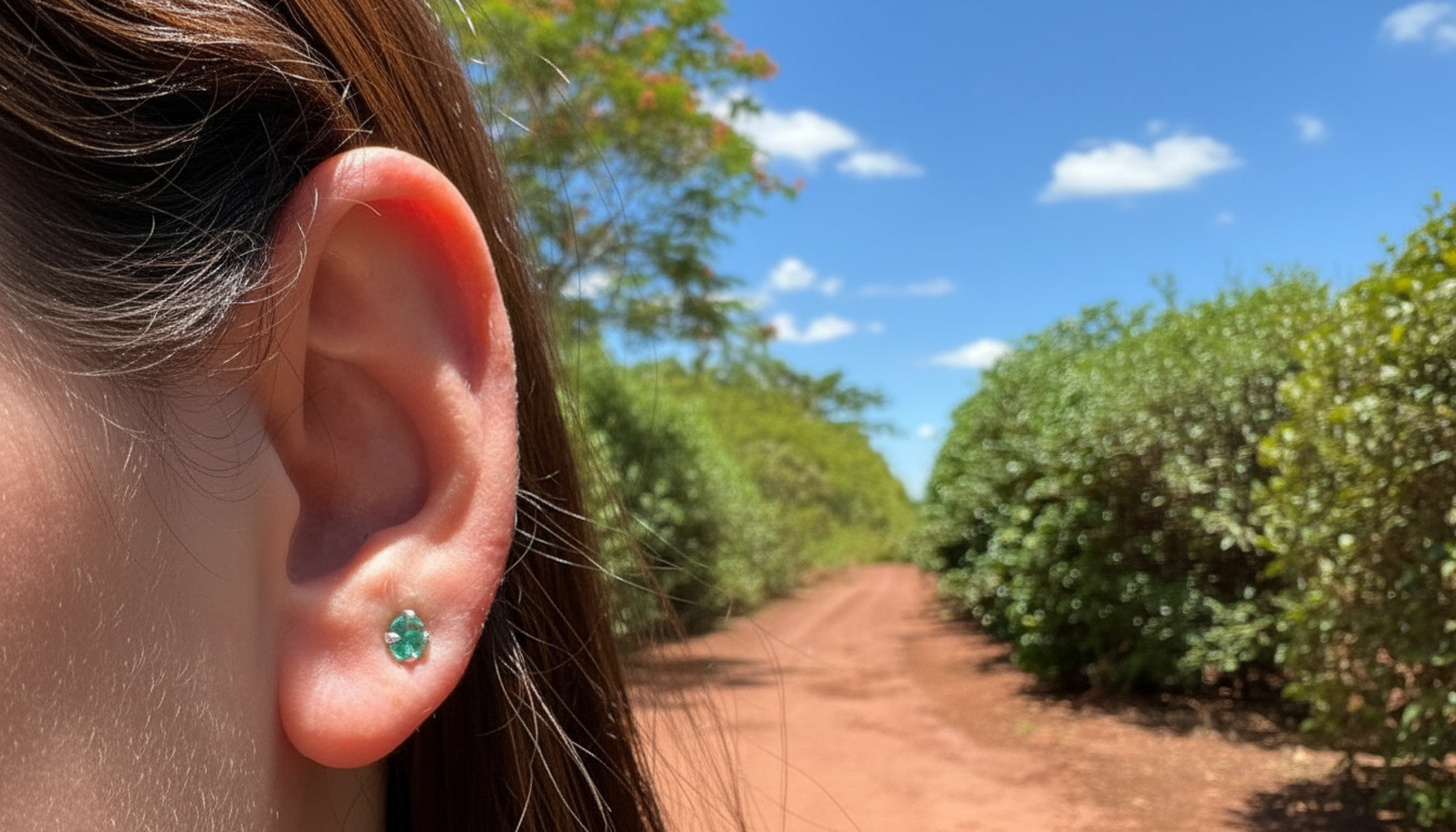 Brinco de Pedra Azul Turquesa