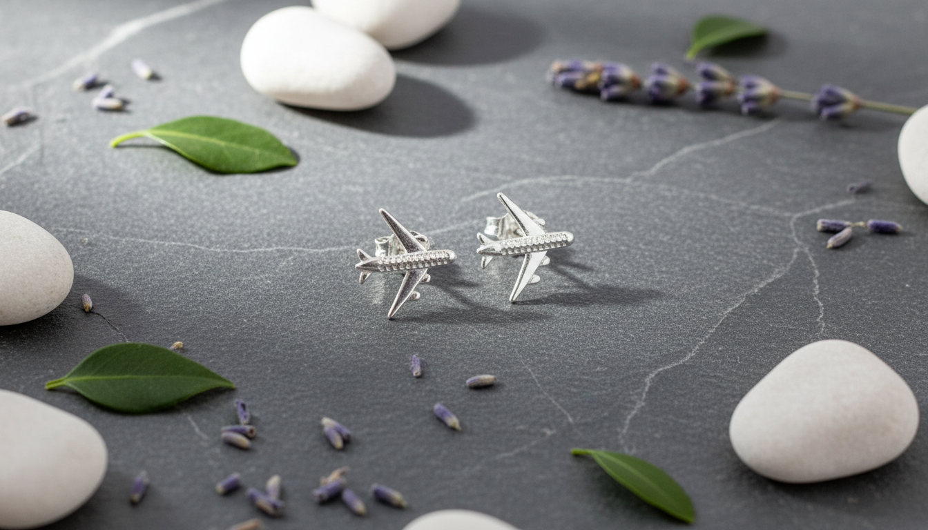 Brincos de avião de prata