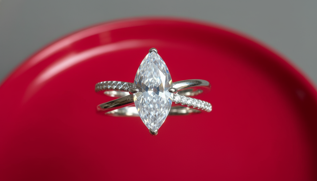 Anel de prata com pedra marquise