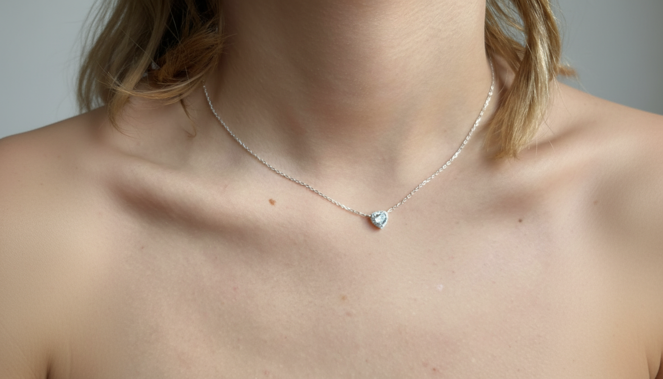 Colar de prata com pingente de coração