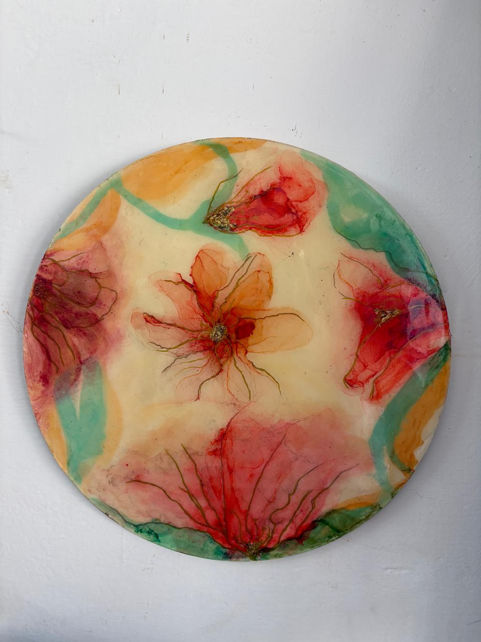Handmade Floral Resin Art Plate