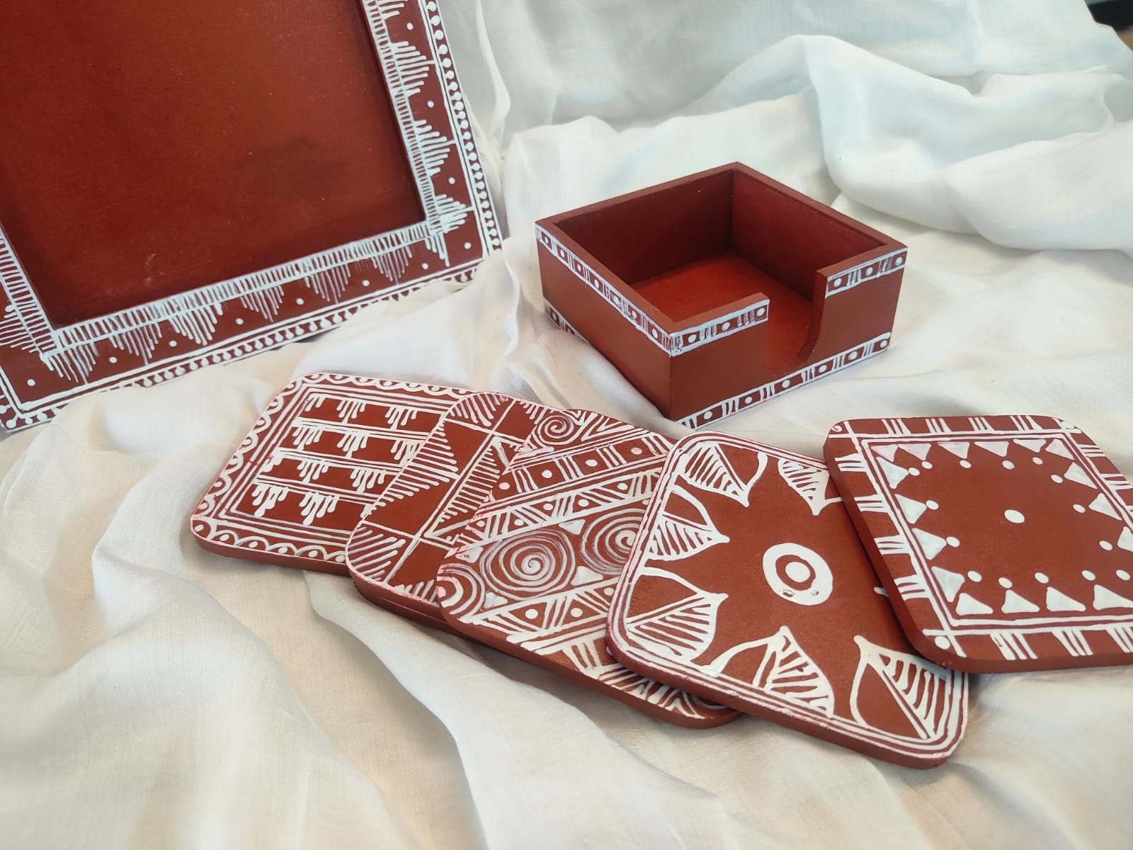 Handcrafted Terracotta Coaster Set | Aipen Art | Uttrakhand Traditional Art
