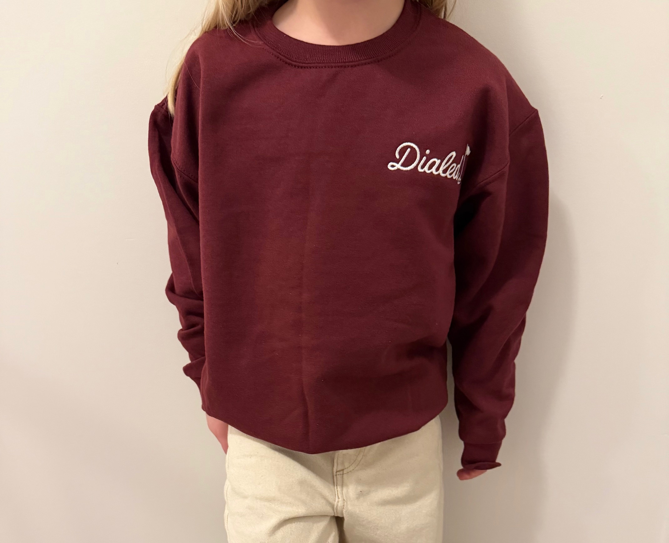 Youth "Dialed" Crewneck - Maroon