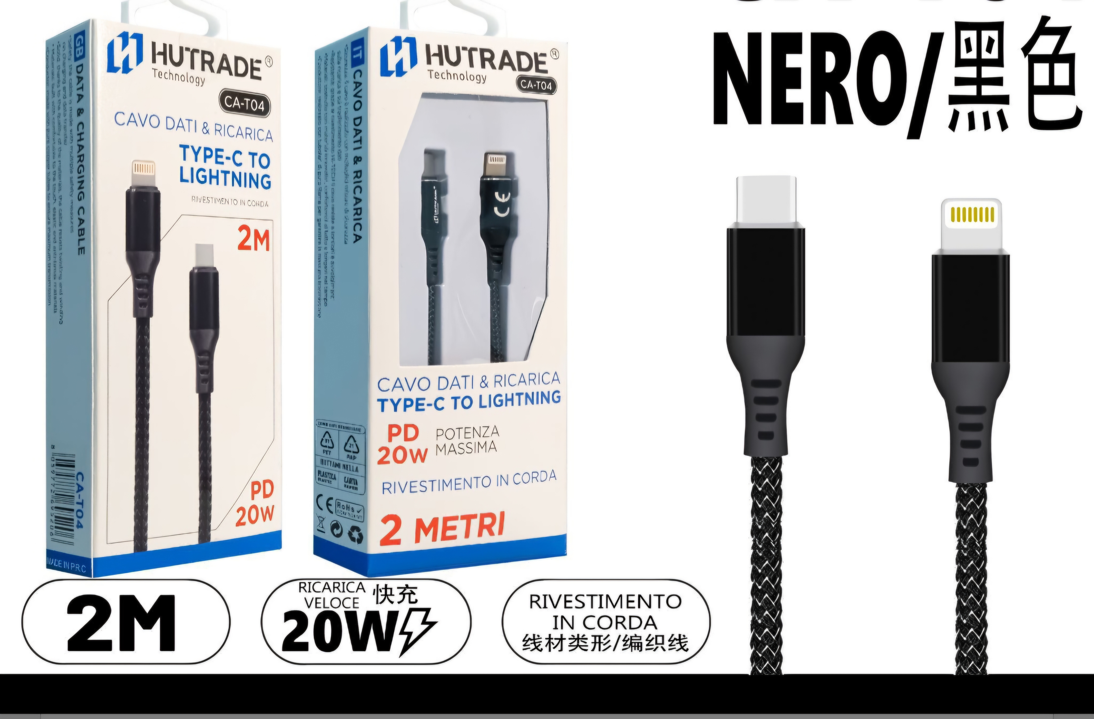 Cavo di Ricarica Type-C-Lightning  1.5mt /2mt/ 3mt