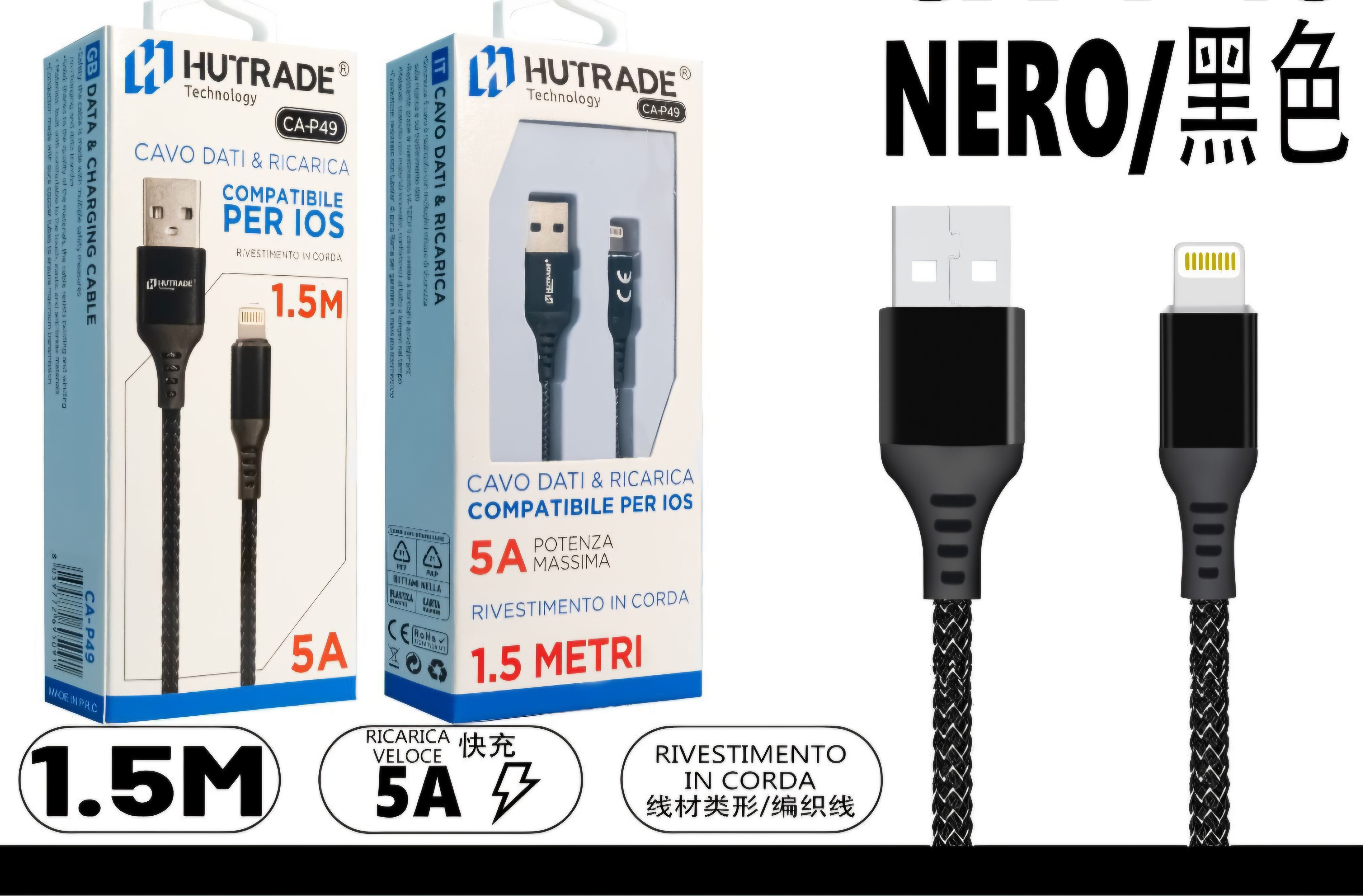 Cavo Usb-Lightning da 1.5/2m/3m