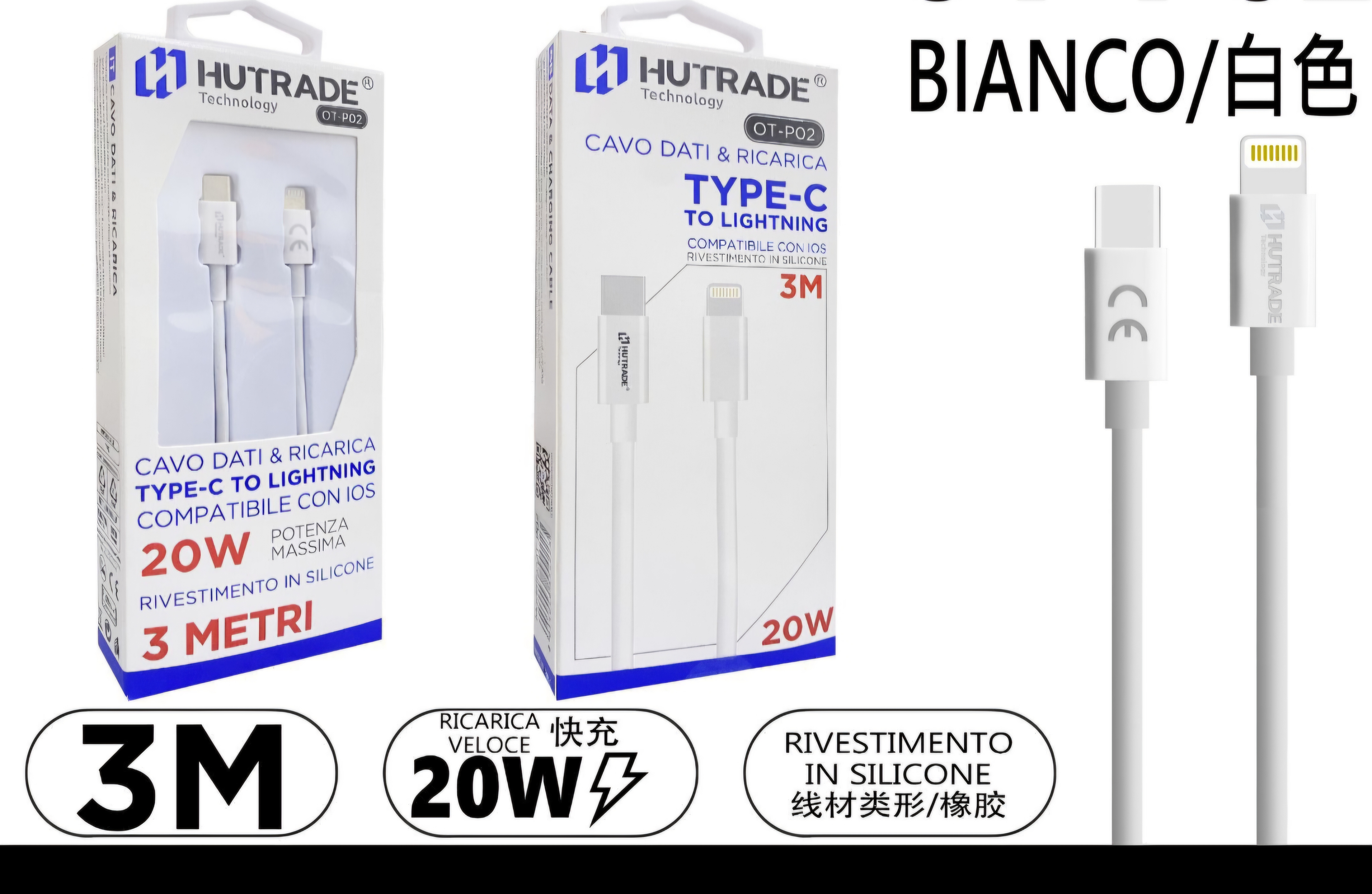 Cavo di Ricarica Type-C-Lightning  1.5mt /2mt/ 3mt