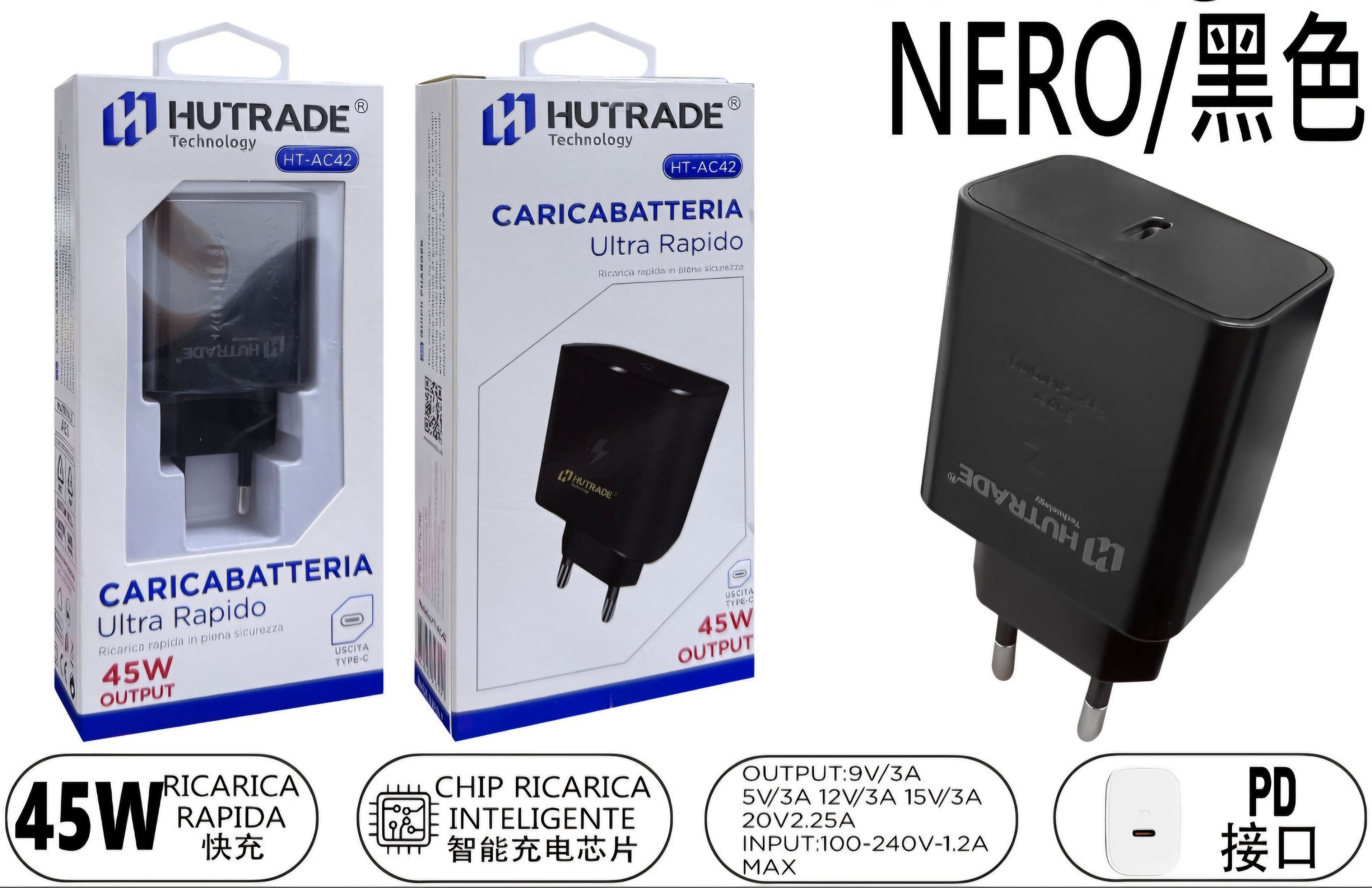 Caricabatteria uscita Type-C 45W
