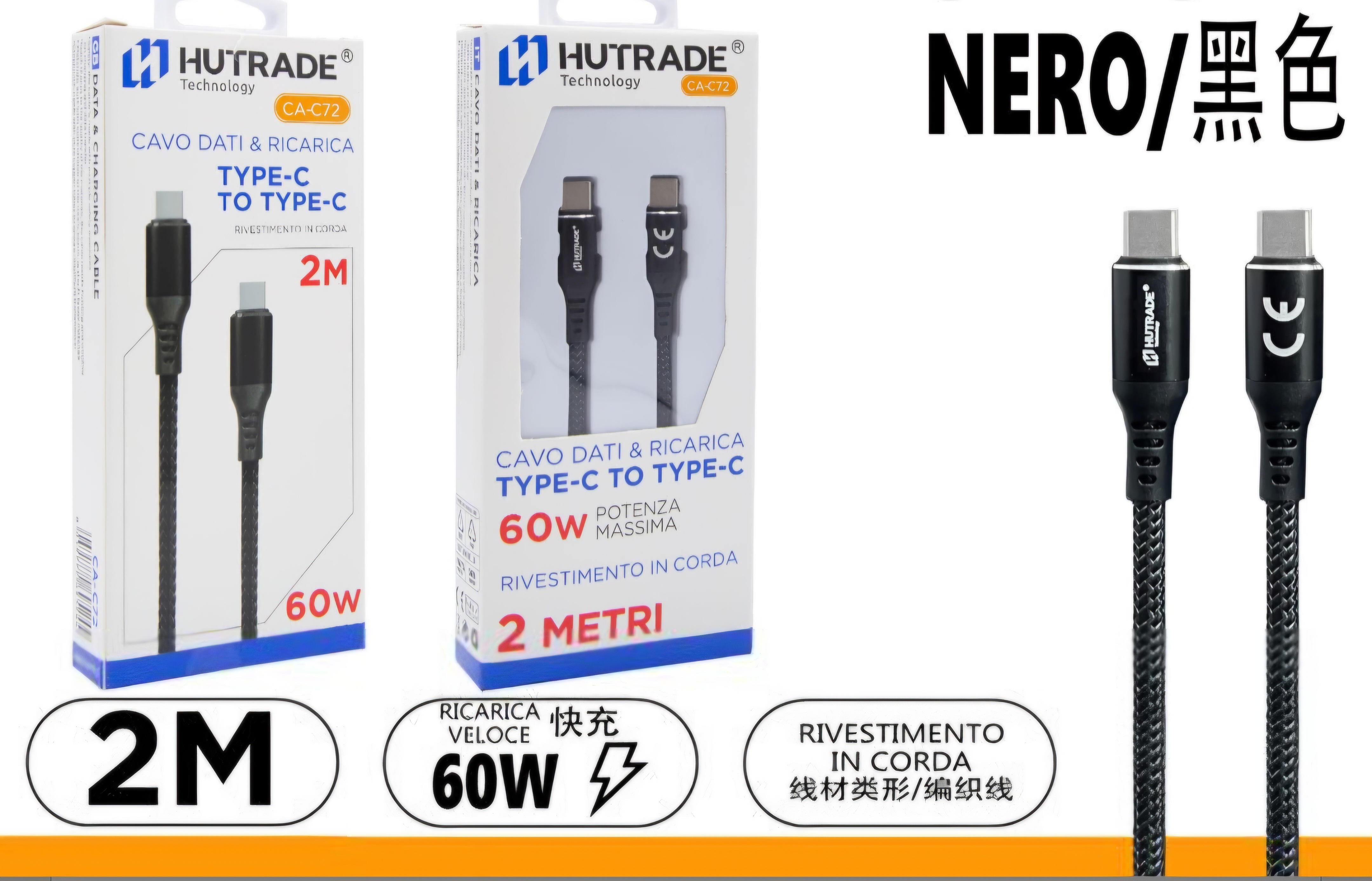 Cavo da Type-C a Type-C 1m/2m/3m