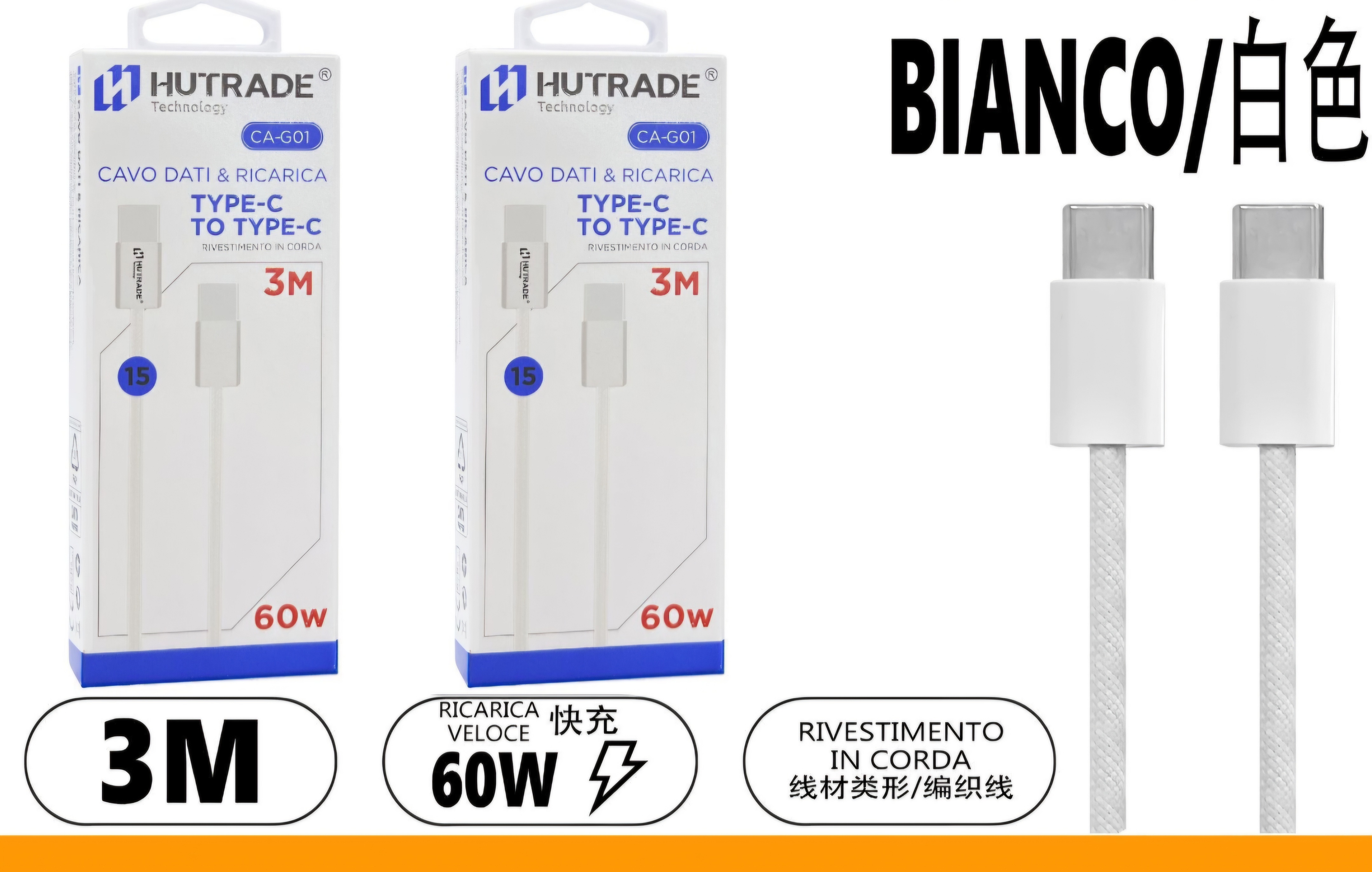Cavo da Type-C a Type-C 1m/2m/3m