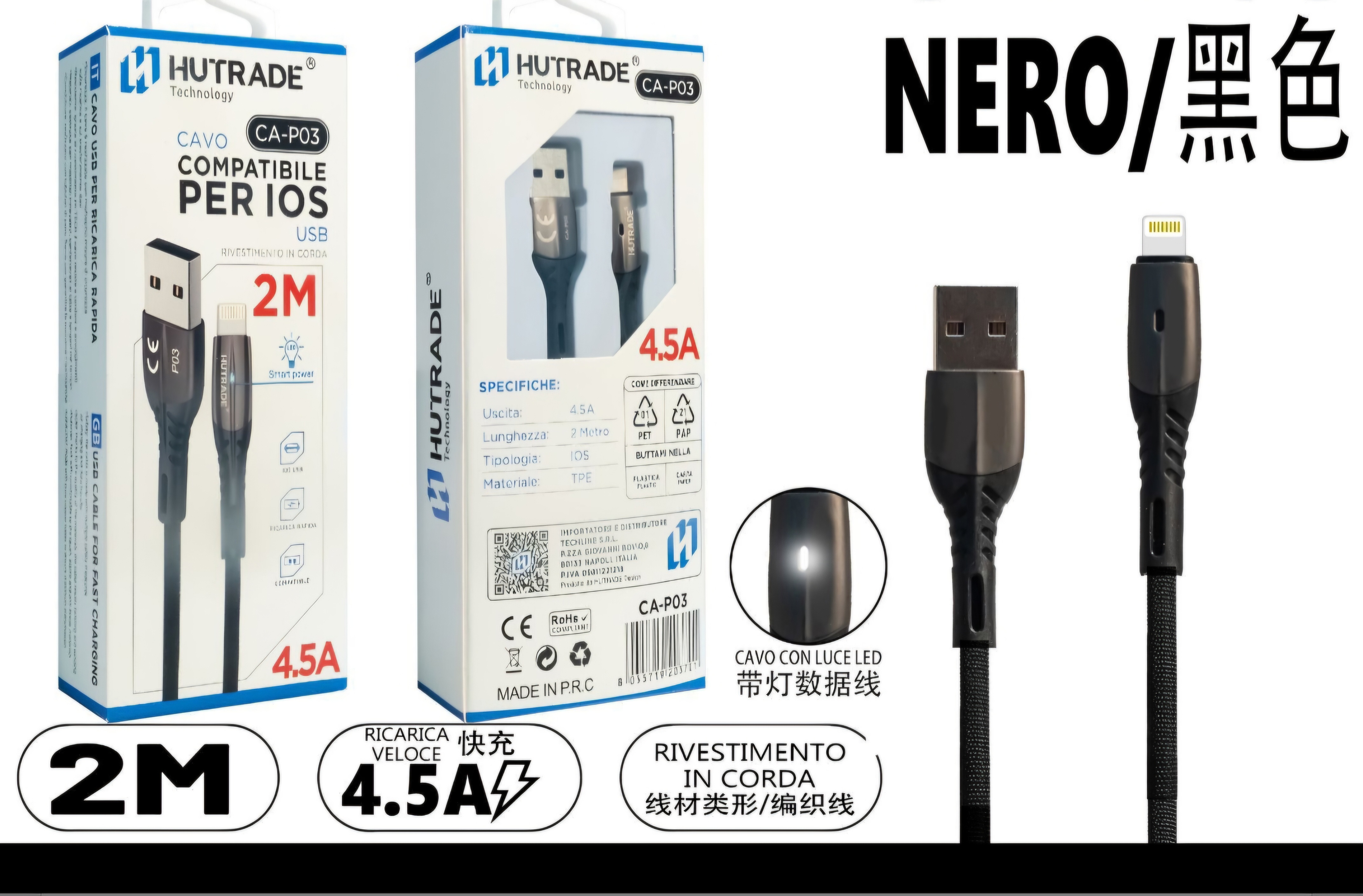 Cavo Usb-Lightning da 1.5/2m/3m