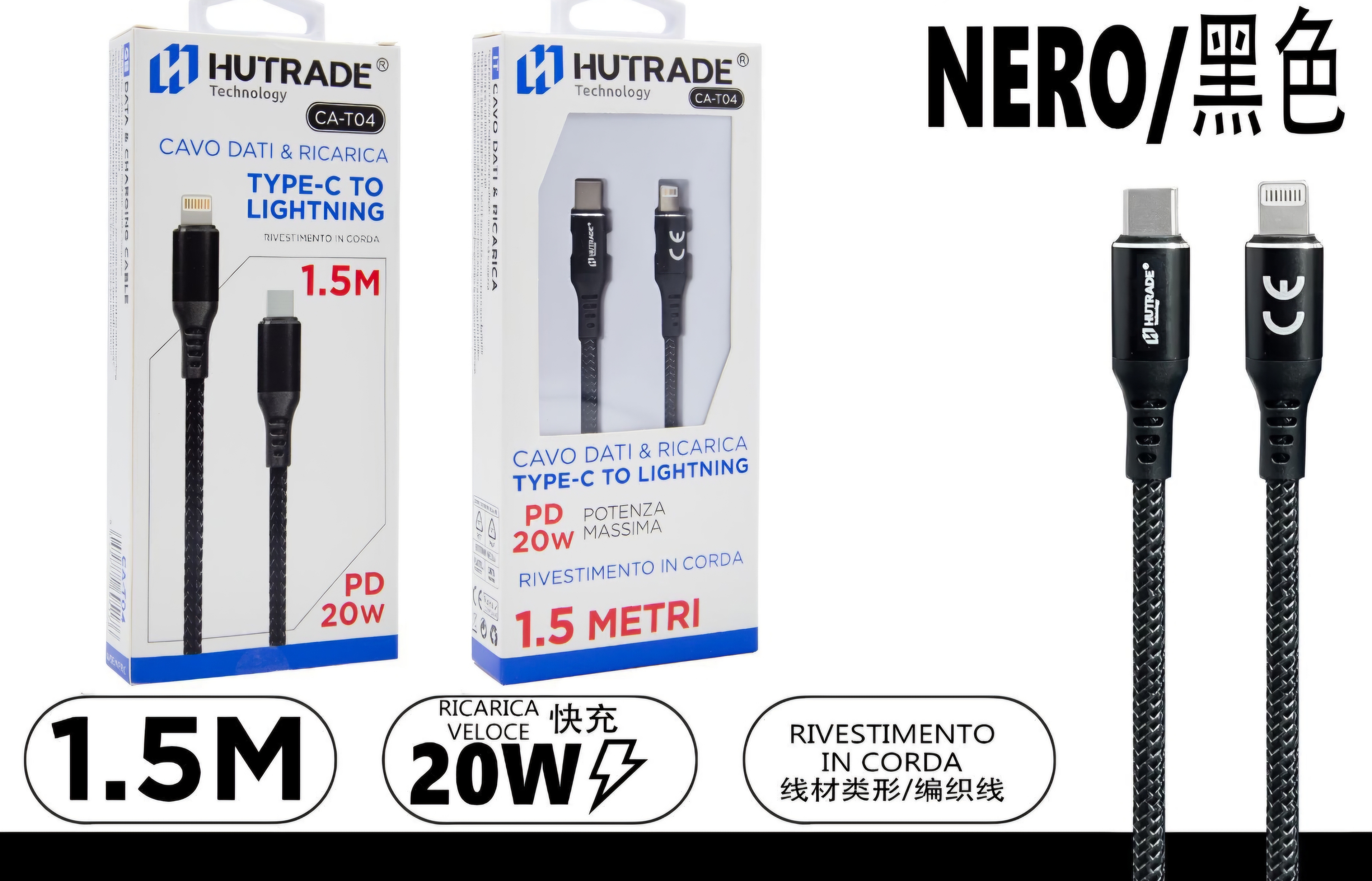 Cavo di Ricarica Type-C-Lightning 1.5mt /2mt/ 3mt