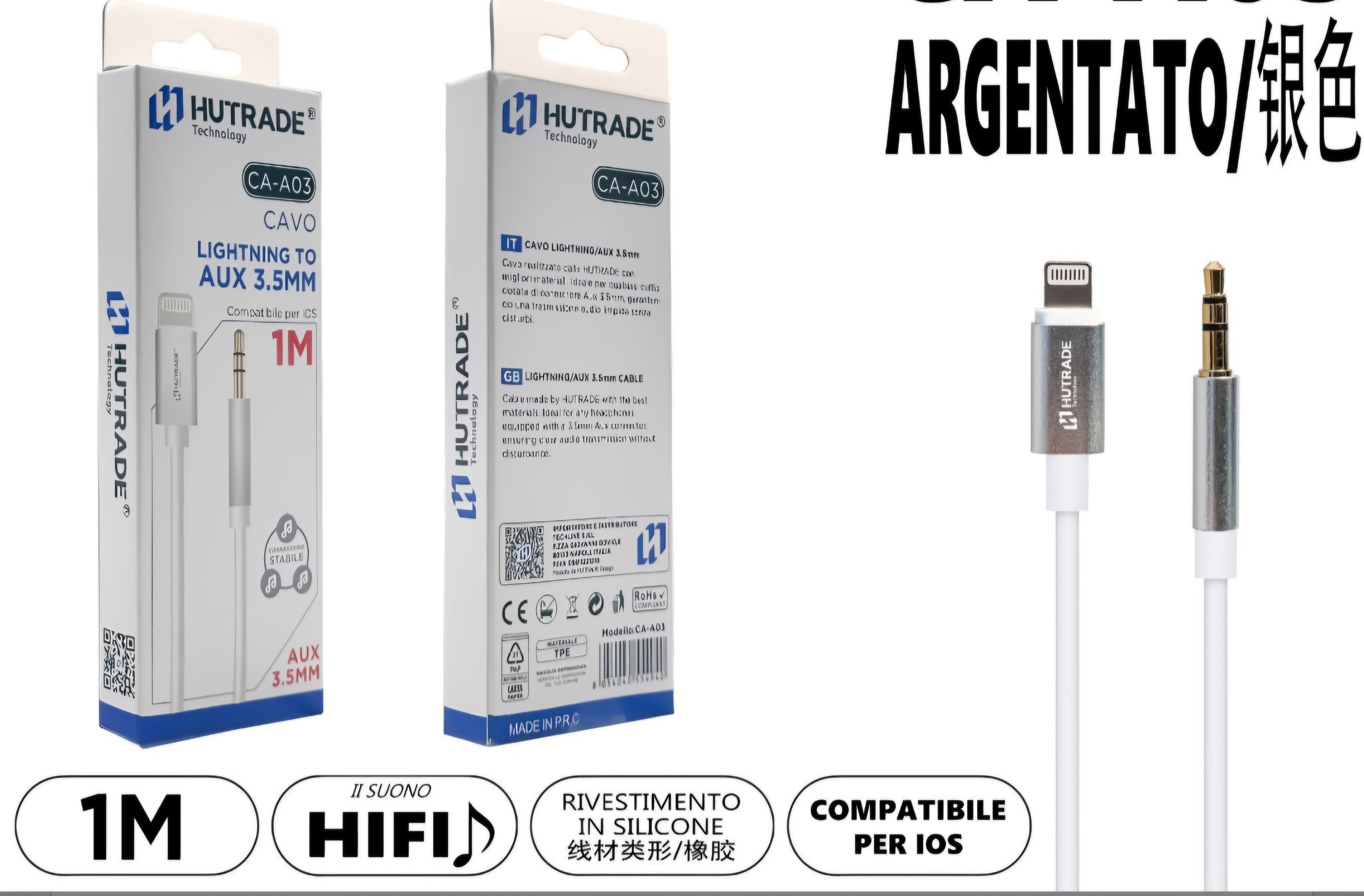 Cavo Lightning maschio ad Aux maschio da 3,5mm per Iphone